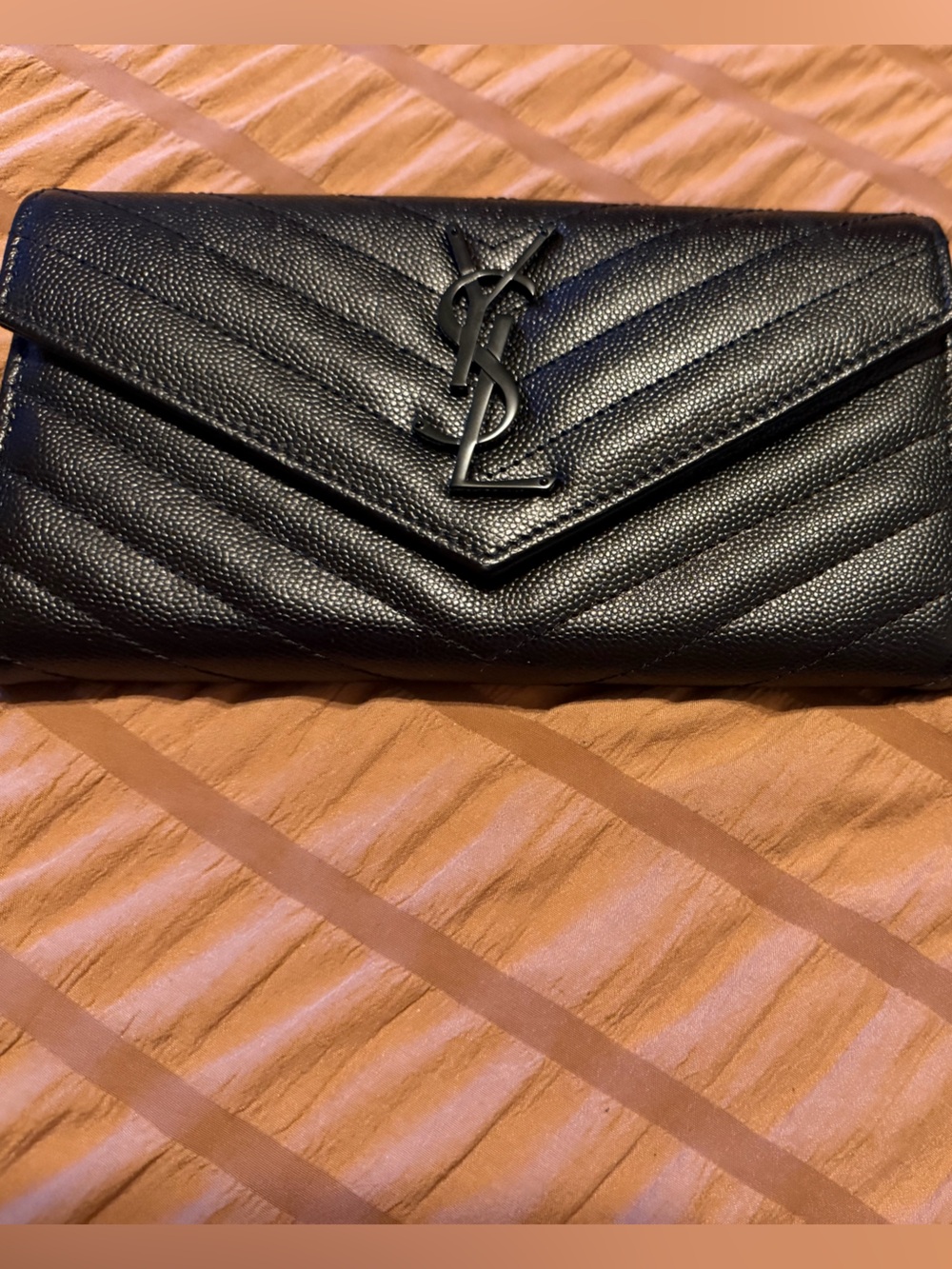 Saint Laurent Black Quilted Leather Envelope Clutch
